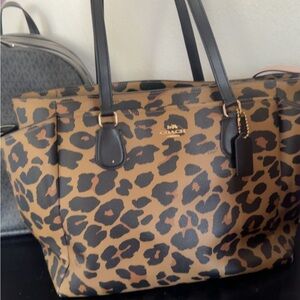 Coach Leopard Print Baby Bag in Brown and Black
